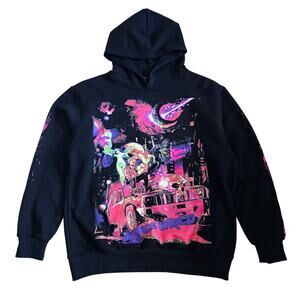 999 Club Juice Wrld Vlone Galaxy Hoodie Pullover Black Size M
